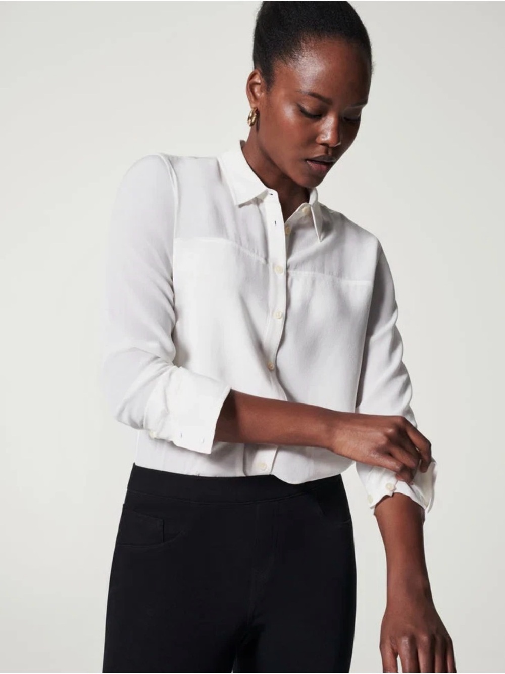 SPANX Low-Maintenance Silk Button-Down Blouse
